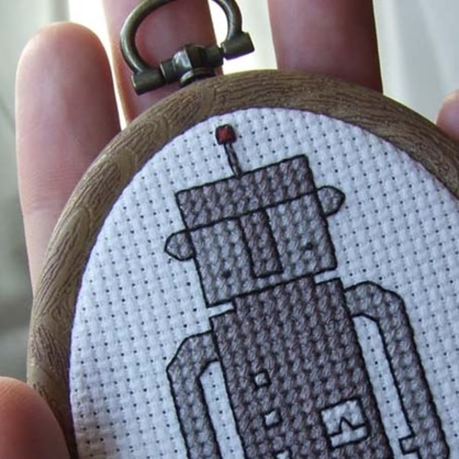 Mr Robotington - Framed Cross-stitch