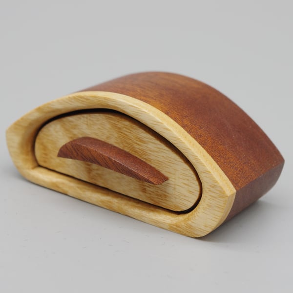 Handmade small wooden trinket, jewel box. Bandsaw Box.