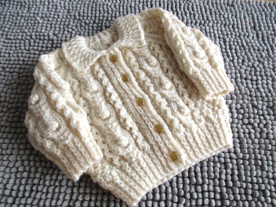 16" Cream Aran Jacket with Collar