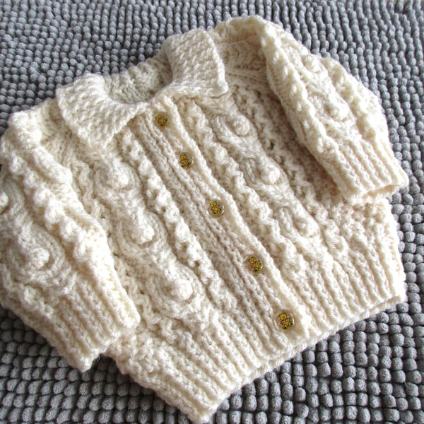 16" Cream Aran Jacket with Collar