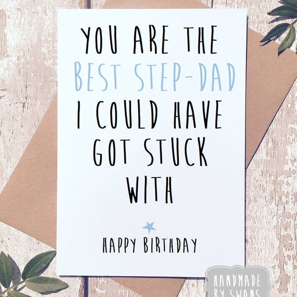 Step dad birthday card, funny step dad card, card for step dad birthday, funny d