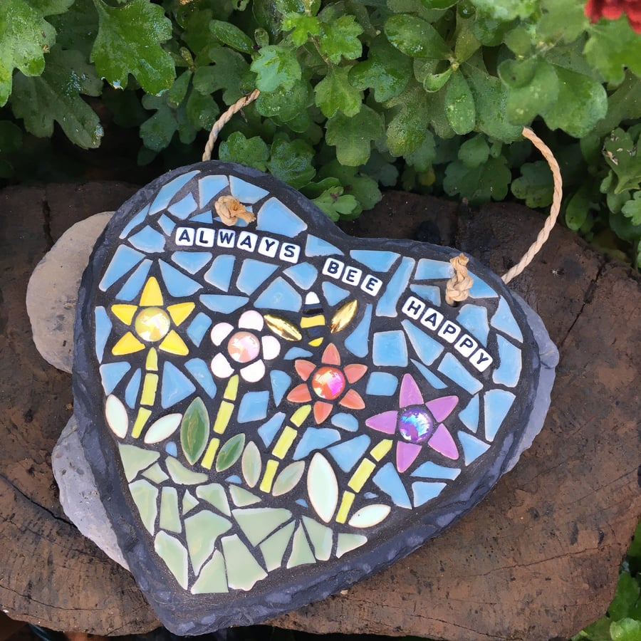 Always Bee Happy Mosaic Heart