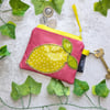 Coin and Card Purse Oilcloth Key Fob Coin Purse with Lemon Motif