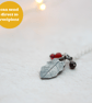Silver Holly Leaf Pendant with carnelian and garnet beads - Image 2