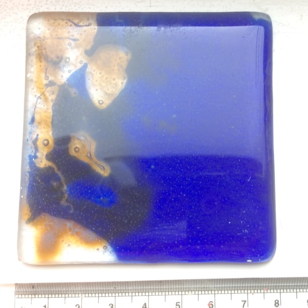 Fused Glass Marbled Tile or Coaster