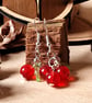 Redcurrant Glass Bead & Silver Drop Earrings - Fruit Novelty Earrings  - Image 2