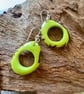 Lovely lime green smooth tagua nut hoop earrings - Image 1