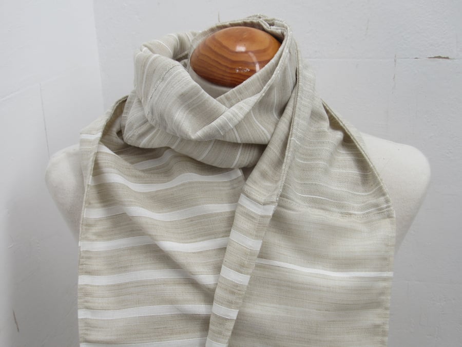 Beige Grey Scrap Fabric Voile Scarf
