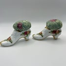 Pair of Vintage Upcycled 'Old Country Roses' Decorative Shoe Pin Cushions