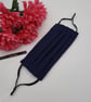 Face mask, medium,  navy, 3 layer, nose wire,  adjustable.   - Image 2