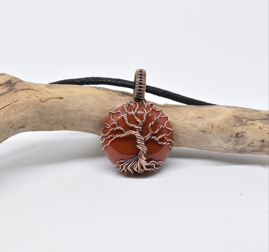 Carnelian and Copper Tree of Life Pendant