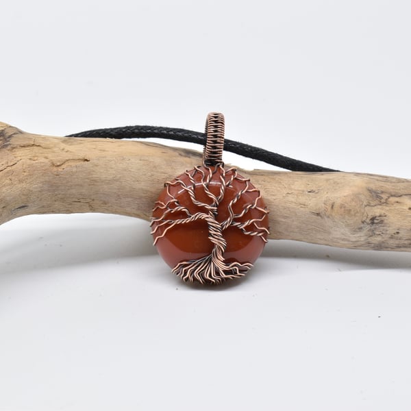 Carnelian and Copper Tree of Life Pendant