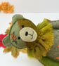 Woodland felt teddy bear, decorated patchwork bear wall hanging - Image 2
