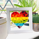 Fused Glass Geometric Rainbow Heart