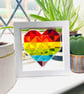 Fused Glass Geometric Rainbow Heart