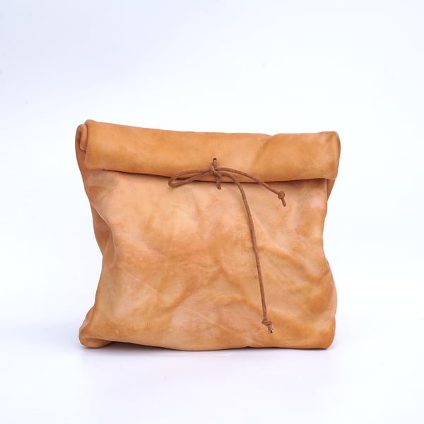  Leather Lunch Bag - string closure