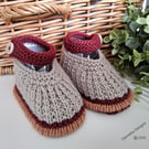 Designer Baby Boy's Hand Knitted Shoes   3 - 6 months size