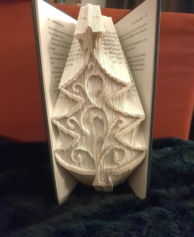 Christmas Tree, Swirly COMBI Book Folding Pattern - EMAILED PDF PATTERN