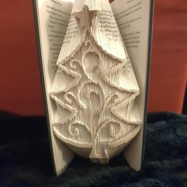 Christmas Tree, Swirly COMBI Book Folding Pattern - EMAILED PDF PATTERN