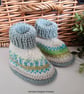Designer Fairisle 90% % 100% Merino Wool Booties 3-9 months size - Image 5