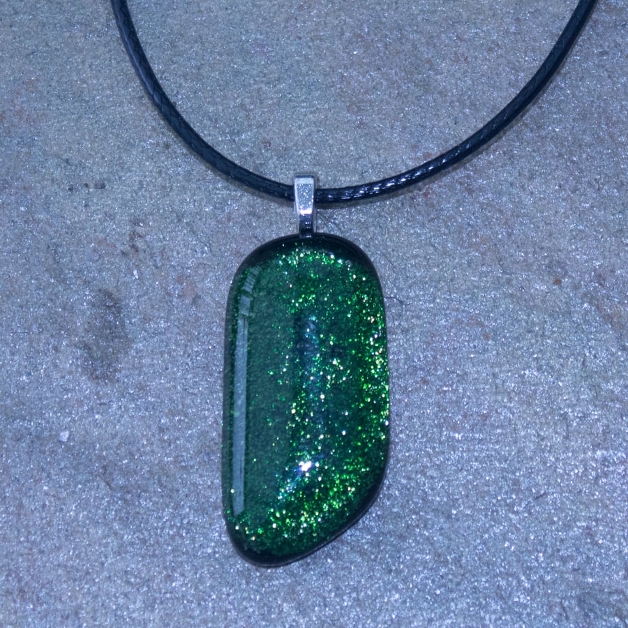 SALE - Green Fused Glass Pendant