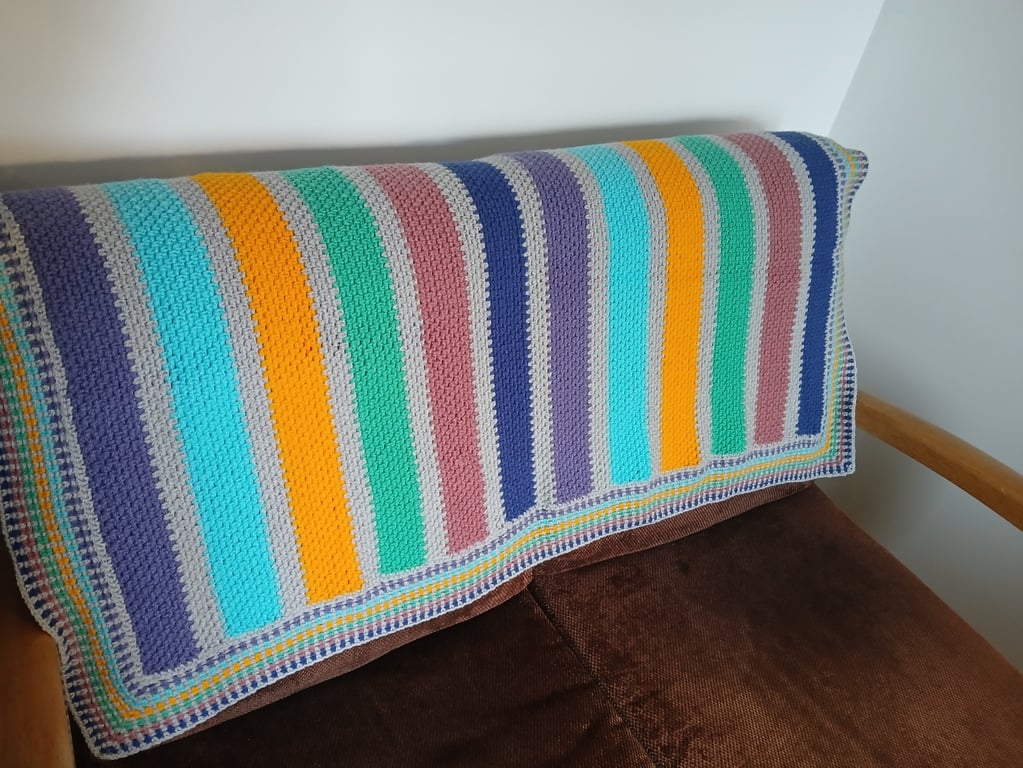 Colourful Striped Crochet Baby Blanket