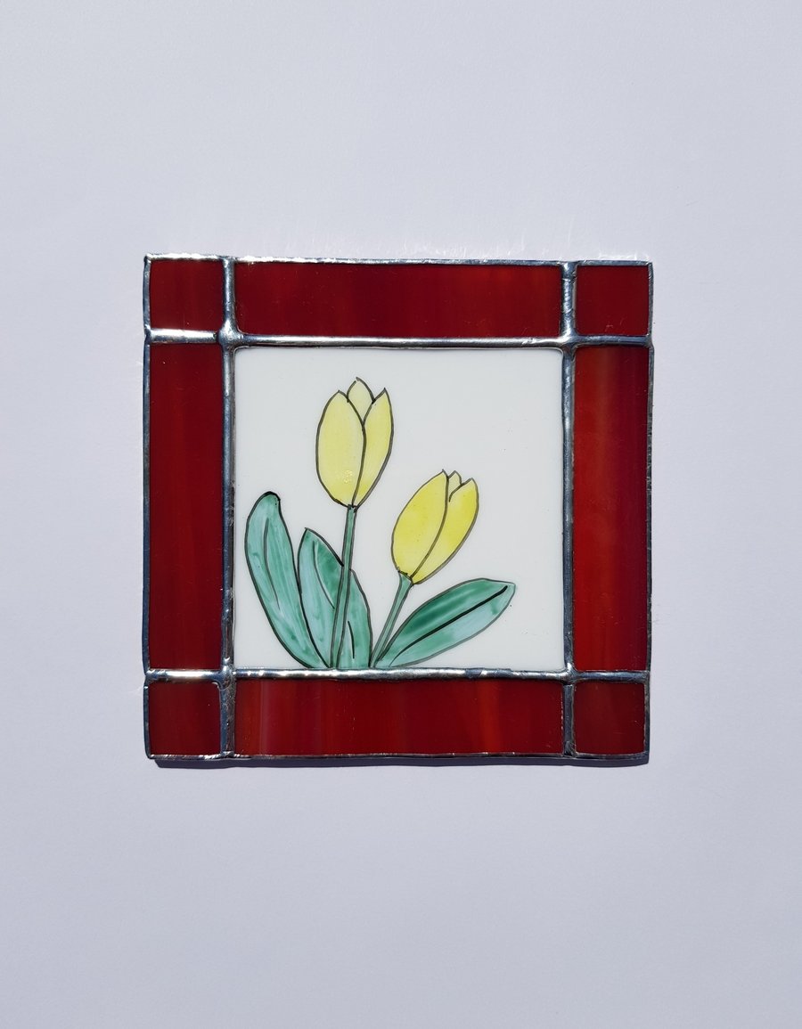 221 Stained Glass Tulip Painting - handmade hanging decoration.