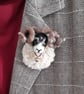 Needle Felted Sheep Brooch Swaledale 