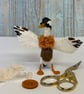 Brown White Indian Runner Duck Spun Cotton Miniature Art Doll