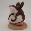 Fattus Rattus - needle felted grey rat mouse ornament