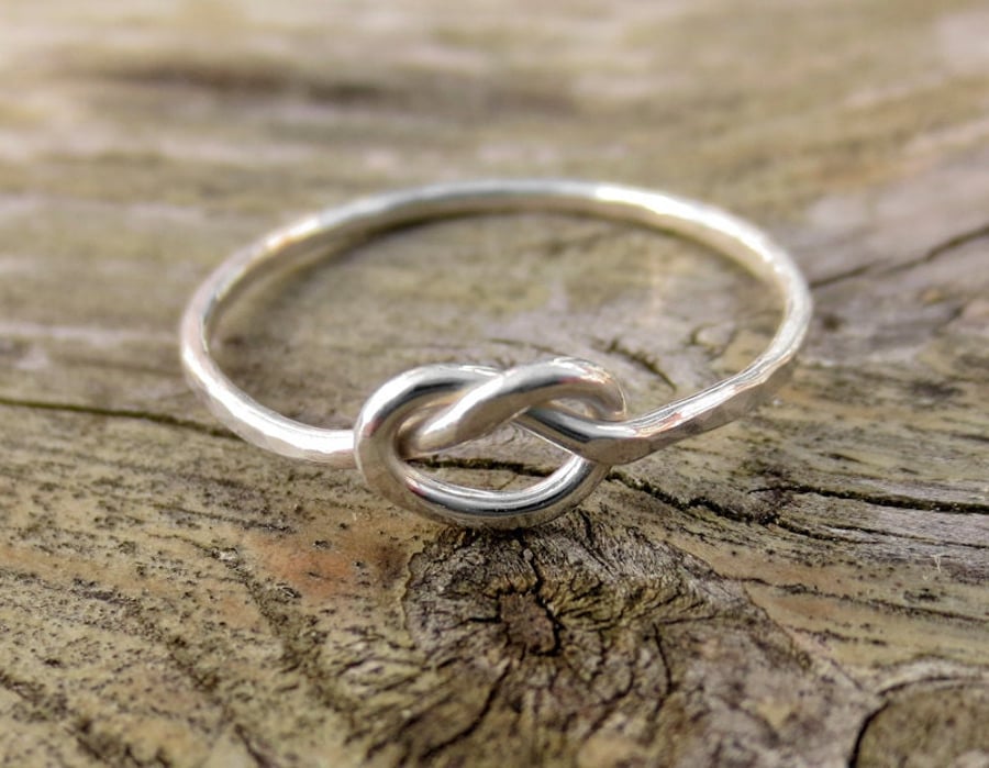 Solid sterling silver knot ring, made to order for you.