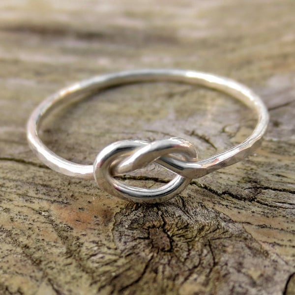 Solid sterling silver knot ring, made to order for you.