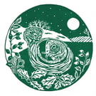 Dormouse Winter Scene - Handprinted