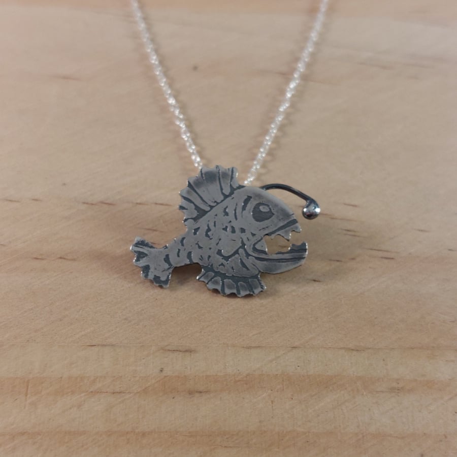 Sterling Silver Angler Fish Necklace (SKU201025C)