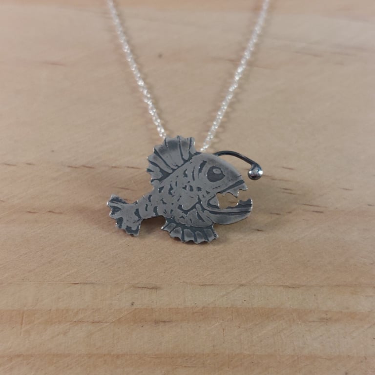 Sterling Silver Angler Fish Necklace (SKU201025C)
