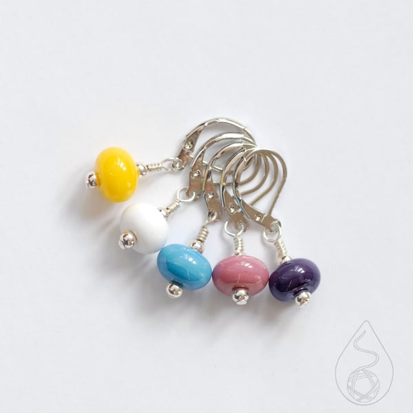 Lampwork Stitch Markers - Poly Pride