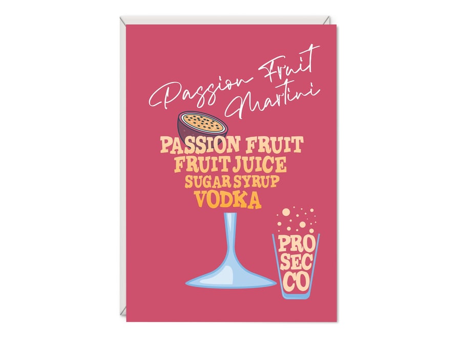 Passion Fruit Martini Cocktail Birthday Card