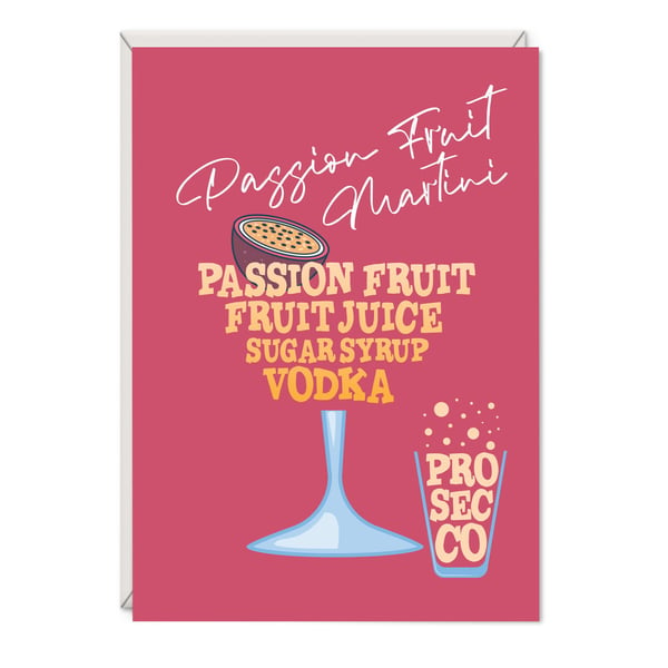 Passion Fruit Martini Cocktail Birthday Card