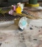 Flower Ring with Blue Stone - Handmade Mixed Metal Ring - Image 4