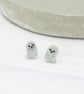 Titanium ear wire mini ghost stud earrings - Holographic glitter silver  - Image 5