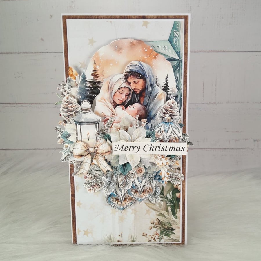 Handmade Nativity Christmas Card (114) Merry Christmas - Luxury Christmas Card.