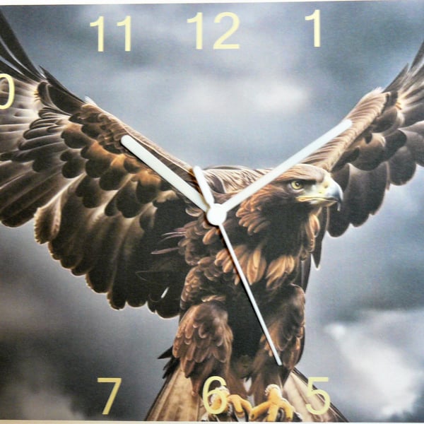 GOLDEN EAGLE bird of prey wall hanging clock  bird 