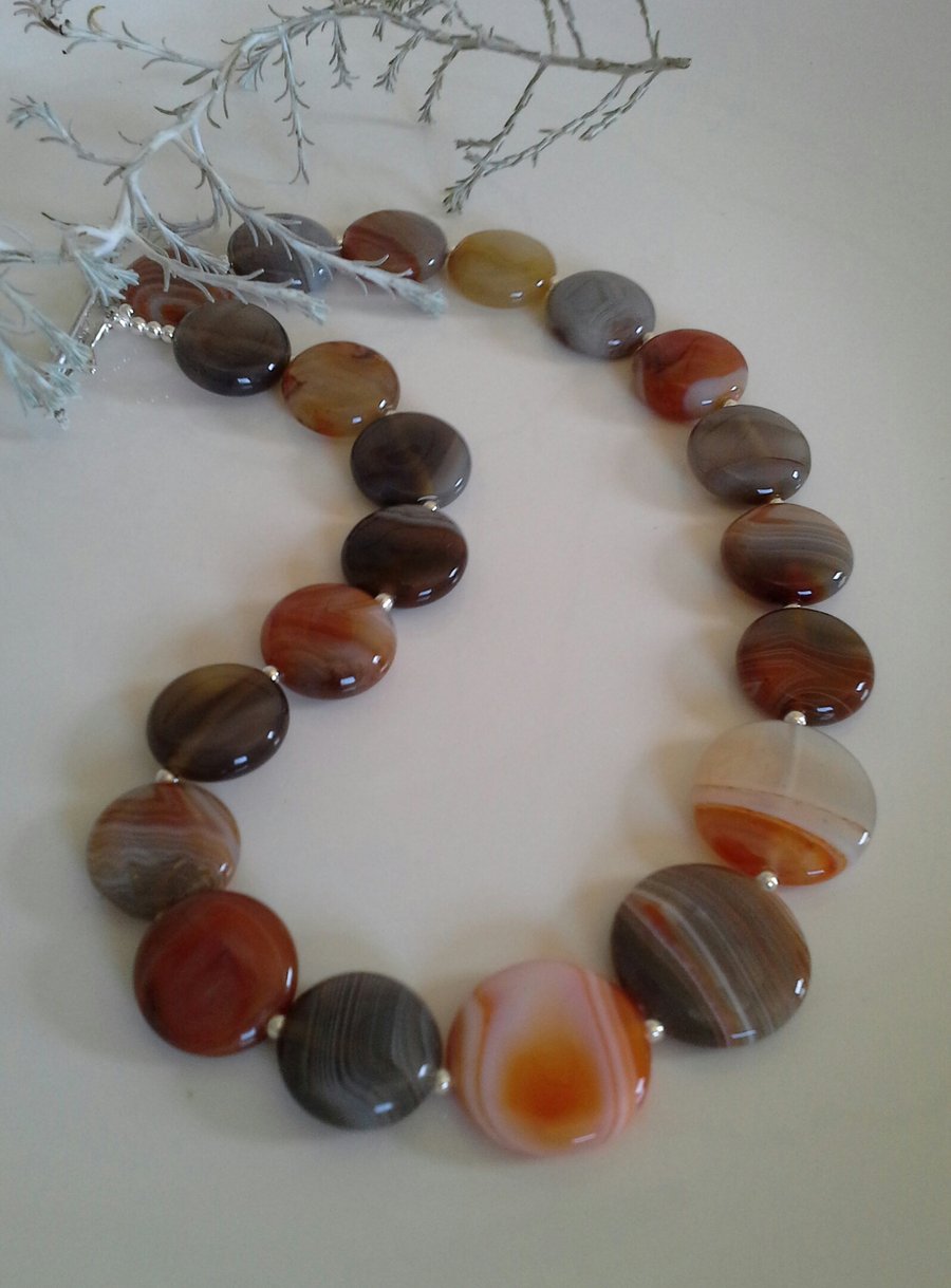 Botswana Agate Sterling Silver Necklace