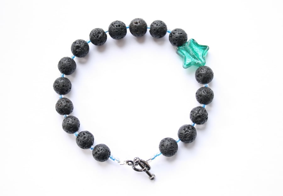Lava beads and blue star bracelet.