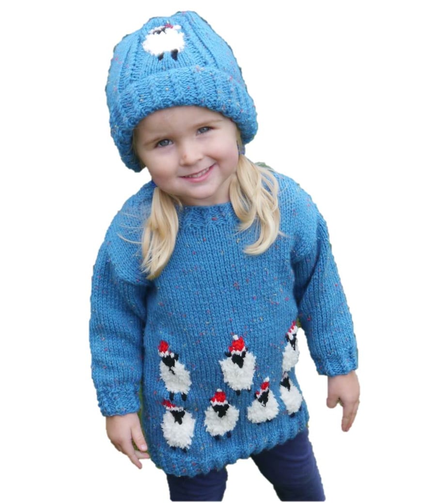 Christmas Sheep Sweater and Hat Digital Knitting Pattern