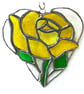 Yellow Rose Heart Suncatcher Stained Glass