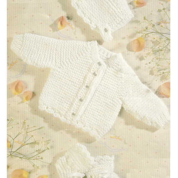 VINTAGE KNITTING PATTERN White Garter Set for Baby