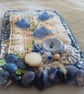 Blue flower textile art brooch - Image 4
