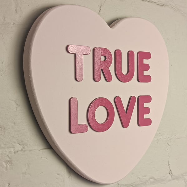 Large personalised retro love heart sign - vintage wall hanging Heart plaque