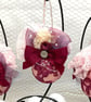 Pink and Burgundy Christmas Bauble with Floral Lace, Ribbons and Flowers - Image 5